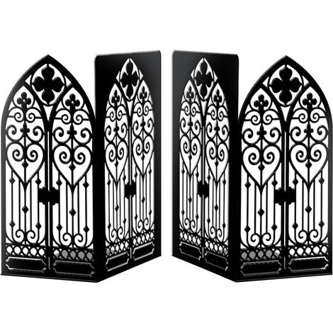 Serre-Livres Métal Porte Gothique Ornée, Décoratif (1/5)