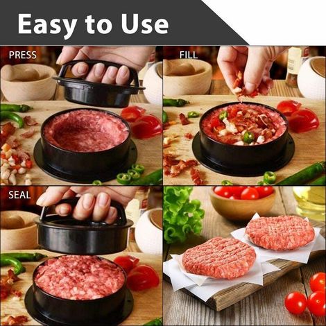 VURAHOME - Moule Steak Haché 4 Formats de Steaks Presse Steak Haché Presse Hamburger Burger Press Presse Burger 50 papiers à hamburger