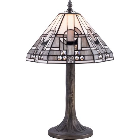 Tiffany by Tiff Table Lamp With 31cm Art Deco Shade - Antique Brass Litecraft (1/5)