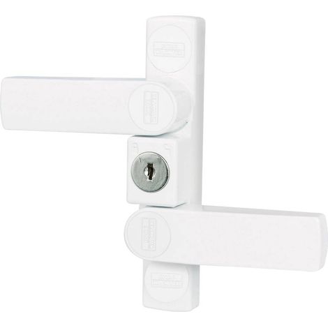 Verrou de fenêtre, Protection antieffraction pour fenêtres 2 battants + portes de balcon, Verrou clé, Intérieur, Côté poignée/bas/haut, Blanc (1/5)