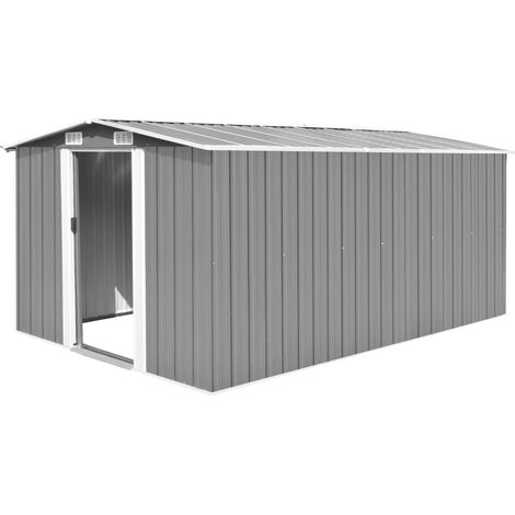 Gerätehaus 257x392x181 cm Metall Grau vidaXL (1/9)