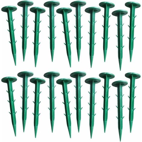 Lot de 20 piquets d'ancrage en plastique robuste antirouille pour maintenir les bordures de pelouse, tentes, filets de jeu et bâches de pluie (vert) (1/5)
