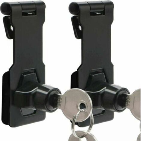 Riegel und Falle, 2 Stück 7,6 cm Riegel mit Schlüsselschloss und Metallriegel für Türen/Schränke/Fenster Schwarz