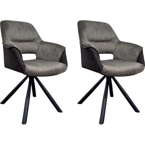 Lot de 2 chaises tournantes avec accoudoirs chocolat Casita CHILKO (1/2)
