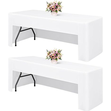 2er Pack Tischdecken Weiß 180x75cm, passgenau, offene Rückseite, waschbar