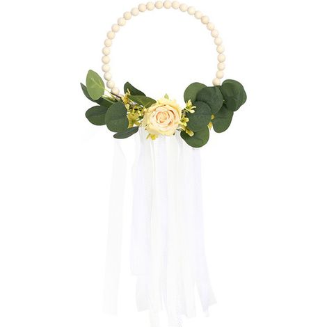 (6118 Jaune) 1 Décoration intérieure Couronne de fleurs artificielles Anneau de porte Ornement mural décoratif Fleur artisanale Pendentif Accessoires de photographie (1/2)