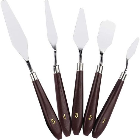 5-teiliges Ölfarben-Set, Gipser-Set, Spachtel, Messer, Farbpalette, Messer, Spachtel, Farbschaber aus Edelstahl, Farbpalette, Acrylfarbe (1/5)