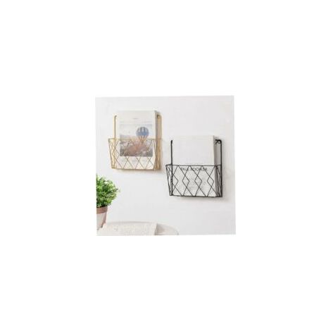 Wandmontierter Zeitschriftenständer, Zeitungs-/Bibliotheksständer, schwarze Drahtkörbe, dekoratives Regal/Aktenorganizer für Büro, Wohnzimmer, Schlafzimmer - Crezuo
