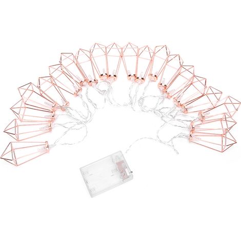 Guirlande lumineuse géométrique rose doré à 20 LED pour intérieur, mariage, fête, chambre, Noël (1/5)