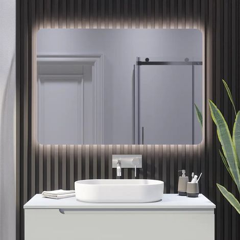 Miroir LED 70 x 120 cm rétroéclairé avec capteur tactile anti traces Anka (1/3)