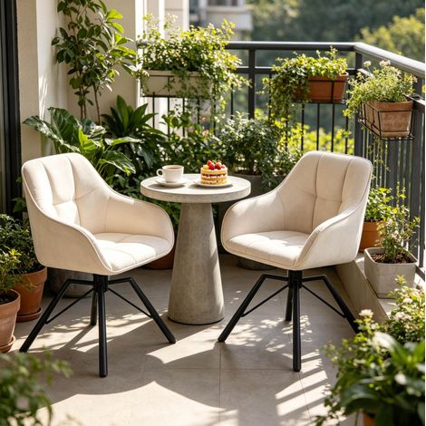 Chaise salle manger pivotante en velours écru lot 2 OKMYHOME (1/5)