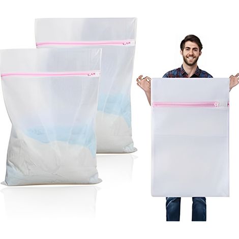 Juego de 2 bolsas para la ropa sucia, 80x60 cm, cierre con cordón, poliéster resistente, lavables a máquina a 90 °C. (1/5)