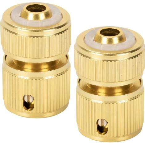 Lot de 2 raccords de tuyau en laiton 1/2" - Raccord rapide pour tuyau d'arrosage (1/5)