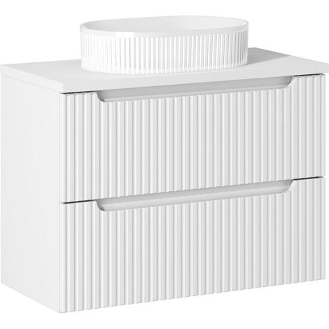 Waschtisch 80cm mit Keramikwaschbecken, weiß, NEWPORT-56-WHITE (1/5)