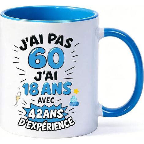 Tasse à café humoristique pour 60e anniversaire, texte original, cadeau pour femme homme papa maman (1/5)