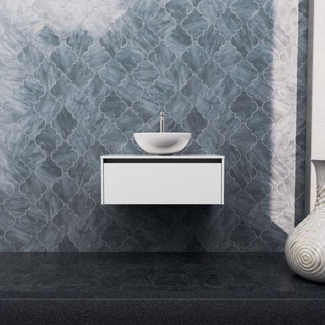 Inda - Mobile bagno L.80 con lavabo in appoggio / Bianco lucido 1