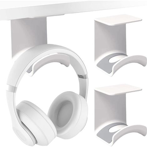 2PCS Support Casque Bureau, Porte Casque, Support Casque Audio, Adapté à Plusieurs Appareils, Mur, Table, Accessoires Gaming (2, Double Face) (1/5)