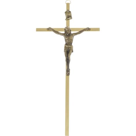 Croce pendente in ottone e oro 14 x 30 cm (1/2)