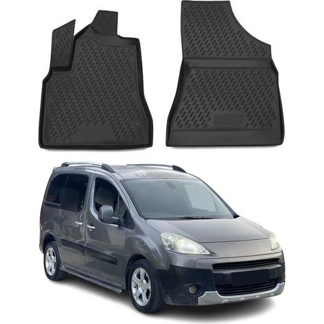 Tapis de sol pour Peugeot Partner 2008-2018 en caoutchouc TPE 3D Noir 2Pcs