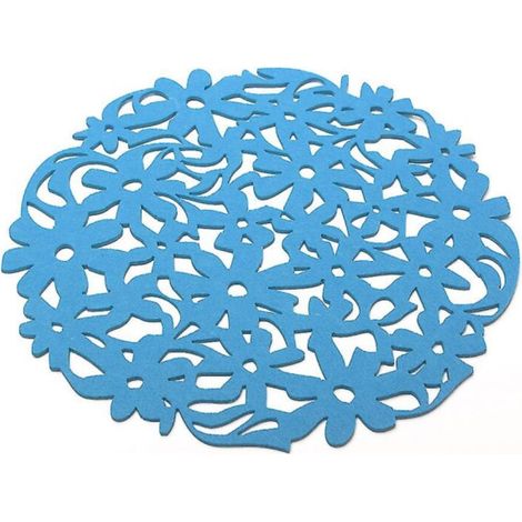 Sets de table ronds en feutre bleu découpés au laser, motif floral, 30 x 30 cm, pour la cuisine (1/5)
