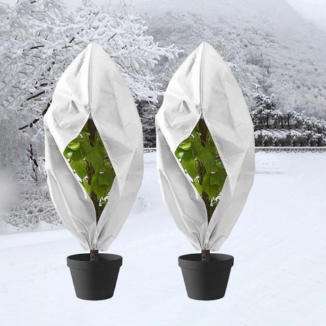Sollbry Voile Hivernage Plante Exterieur, 2 Pièces Voile d'Hivernage Housses de Protection pour Plantes avec Cordon de Serrage et Zipper, Housse d’Hivernage Plante Réutilisable (80x100cm) (1/4)