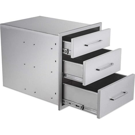 Tiroir de Rangement Extérieur en Acier Inoxydable 304, 45,7×53,3×58,4 cm, Étanche pour Cuisine BBQ et Terrasse (1/5)