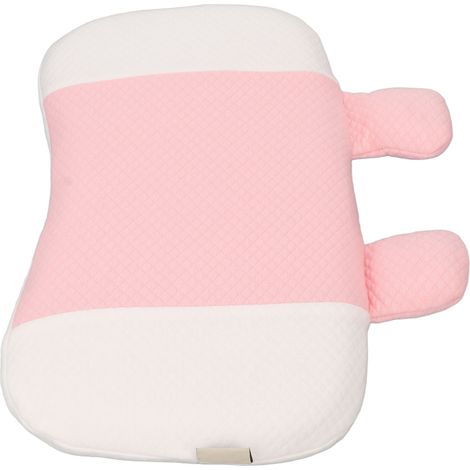 Oreiller bébé rose en soie glacée, petit modèle, anti-tête plate, noyau en mousse à mémoire de forme, oreiller de forme pour nourrisson, oreiller pour enfant. (1/5)