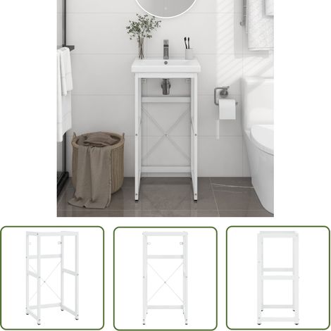 The Living Store Cadre de lavabo de salle de bain Blanc 40x38x83 cm Fer - Meuble De Salle De Bain - Meuble Lavabo - Cadre Lavabo - Étagère Salle De Bain - Rangement Salle De Bain (1/5)
