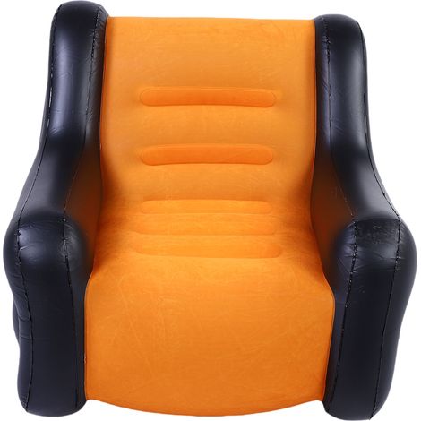 Canapé Gonflable Individuel PVC Flocké Confortable avec Accoudoirs Intérieur Extérieur 96x88x75cm Charge 140kg Léger (1/5)