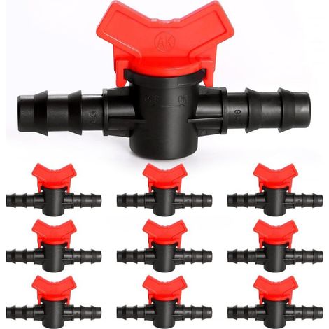 10 Pieces 16mm Irrigation Switch Valve, Irrigation Pipe Valve Switch, PE Plastic Garden Tap, Double Male Barbed Tap, for Garden Lawn Irrigation (1/5)