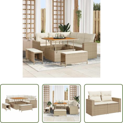 vidaXL Poly-Rattan - Gartensofa-set 8 pcs Beige Poly-Rattan (1/5)