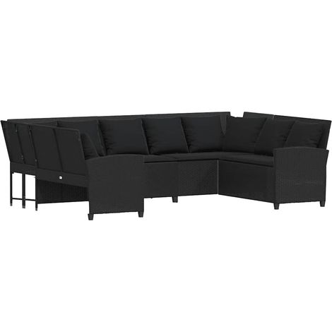 Maison Exclusive - Gartensofa mit Kissen Schwarz Poly Rattan