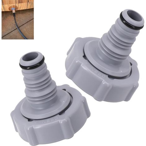 Robinet de Vidange Piscine P6H1419,2 Pièce Adaptateur de Tuyau de Drainage Ø 32 mm,Vanne et Raccord de Vidange pour Vidanger l'eau,Accessoire Piscine en Plastique Gris (1/5)