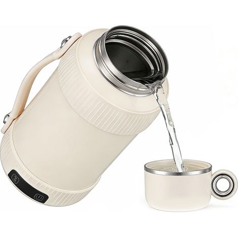 Bouilloire électrique portable blanche 220V norme UE, réglage 5 températures acier inox 304 étanche voyage bureau randonnée (1/5)