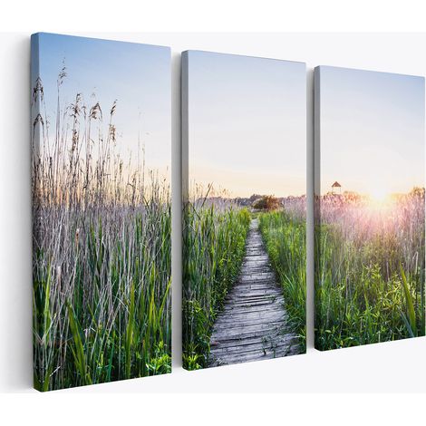Tableau triptyque sur toile - Chemin dans la nature (1/2)