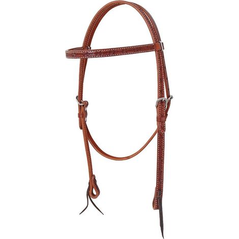 Taglia unica, Marron: Bandeau western en cuir avec coupe droite en fil de fer barbelé sur le devant (1/2)