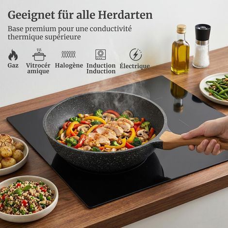 YASHE Tiefe Bratpfanne SD-DFPC-26, 26 cm, 4,3 L, Glasdeckel