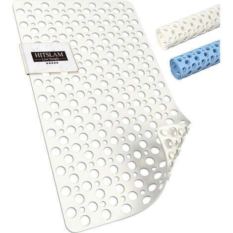 Badewannenmatte rutschfest 75x43cm TPE, schimmelresistent, BPA-frei, maschinenwaschbar, Weiß (1/5)