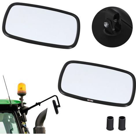 KOTARBAU® Kotarbau® Miroir Retroviseur Exterieur - Retroviseur Tracteur 23x14,5 cm Lot de 2 - Retroviseur Tracteur Agricole - avec Support Pour Bras de Rétroviseur ⌀ 10 mm - Pvc - Noir