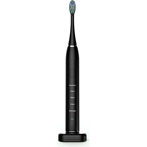 Brosse à dents électrique sonique pour adultes avec 3 têtes de brosse, 5 modes, minuteur intelligent et batterie rechargeable sans fil. (1/5)