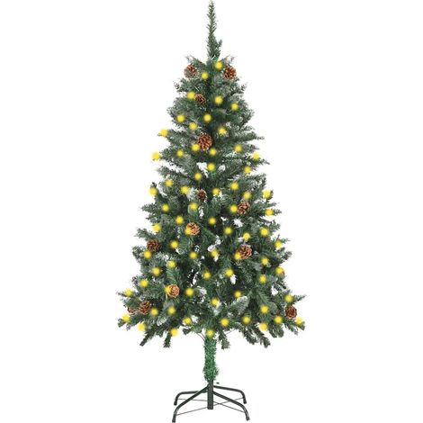 vidaXL Künstlicher Weihnachtsbaum mit Beleuchtung & Zapfen 150 cm (1/5)