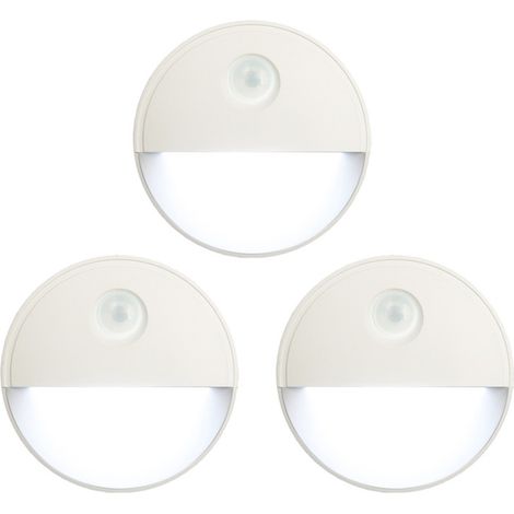 Juego de 2 luces nocturnas LED, sensor de movimiento de 120°, inalámbricas, pilas AAA, para interiores, armarios y escaleras. (1/5)