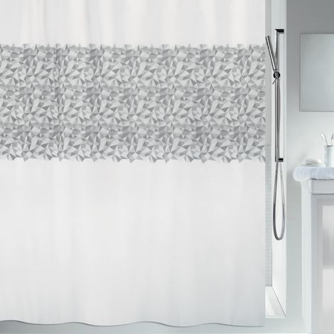 Cortina de ducha Poliéster IROKO 180x200cm Gris y Blanco Spirella