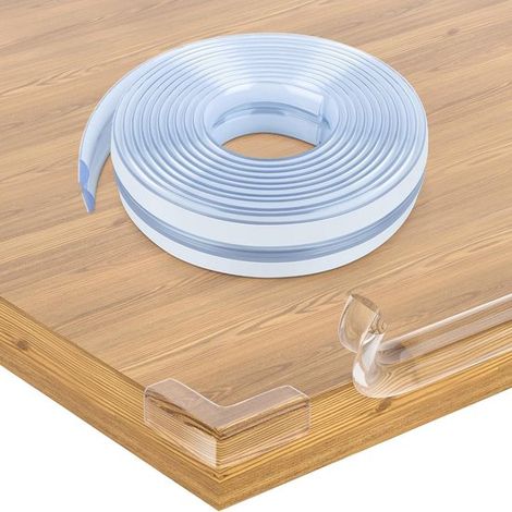 Protector de esquinas transparente de 2 m para seguridad infantil - Protector de bordes de mesa suave - Se puede recortar libremente - Adecuado para diversas esquinas de muebles (1/5)