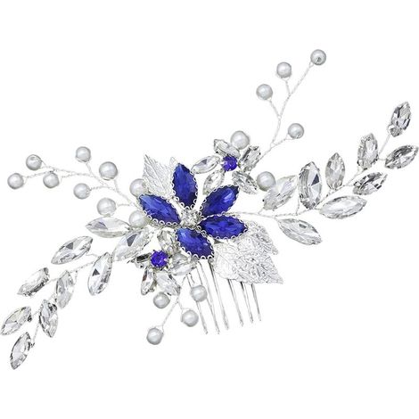 Hochzeitshaarkamm – Blaue Strasssteine – Brauthaarschmuck – Für Braut und Brautjungfern – 1 Stück (1/5)