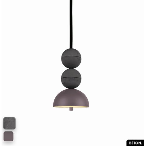 Lampe de suspension en béton - BOSFOR CONCRETE ANTHRACITE - SPARROW 2 BALLES LED 14W (1/3)