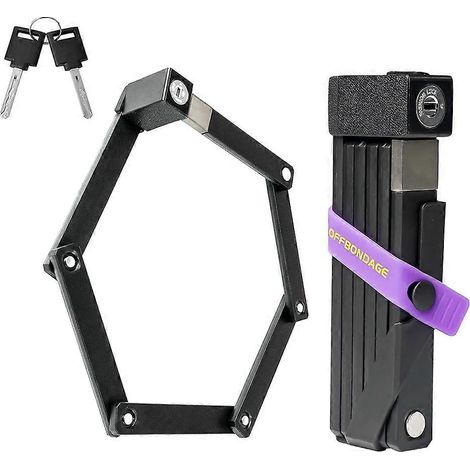 Offbondage robustes, faltbares Fahrradschloss mit Halterung und 2 Schlüsseln, Kette aus legiertem Stahl für Mountainbikes und Elektroroller. (1/5)