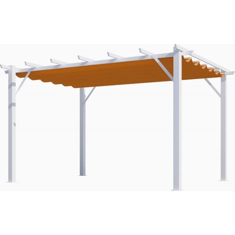 Pergola foresta gazebo in alluminio colore bianco con telo retrattile ruggine 140g/mq, dimensioni 400x300x230h - Foresta (1/5)