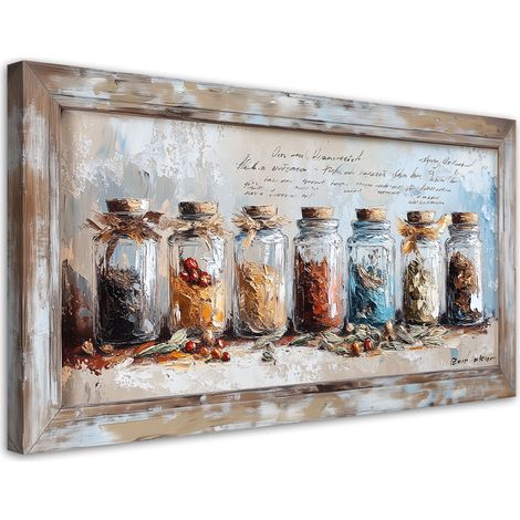 Tableau déco Herbes Épices Pots 100x50 (1/5)