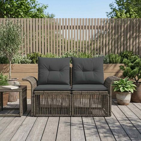 vidaXL Canapé de jardin 2-Nombre de places Gris polyrotin (1/5)